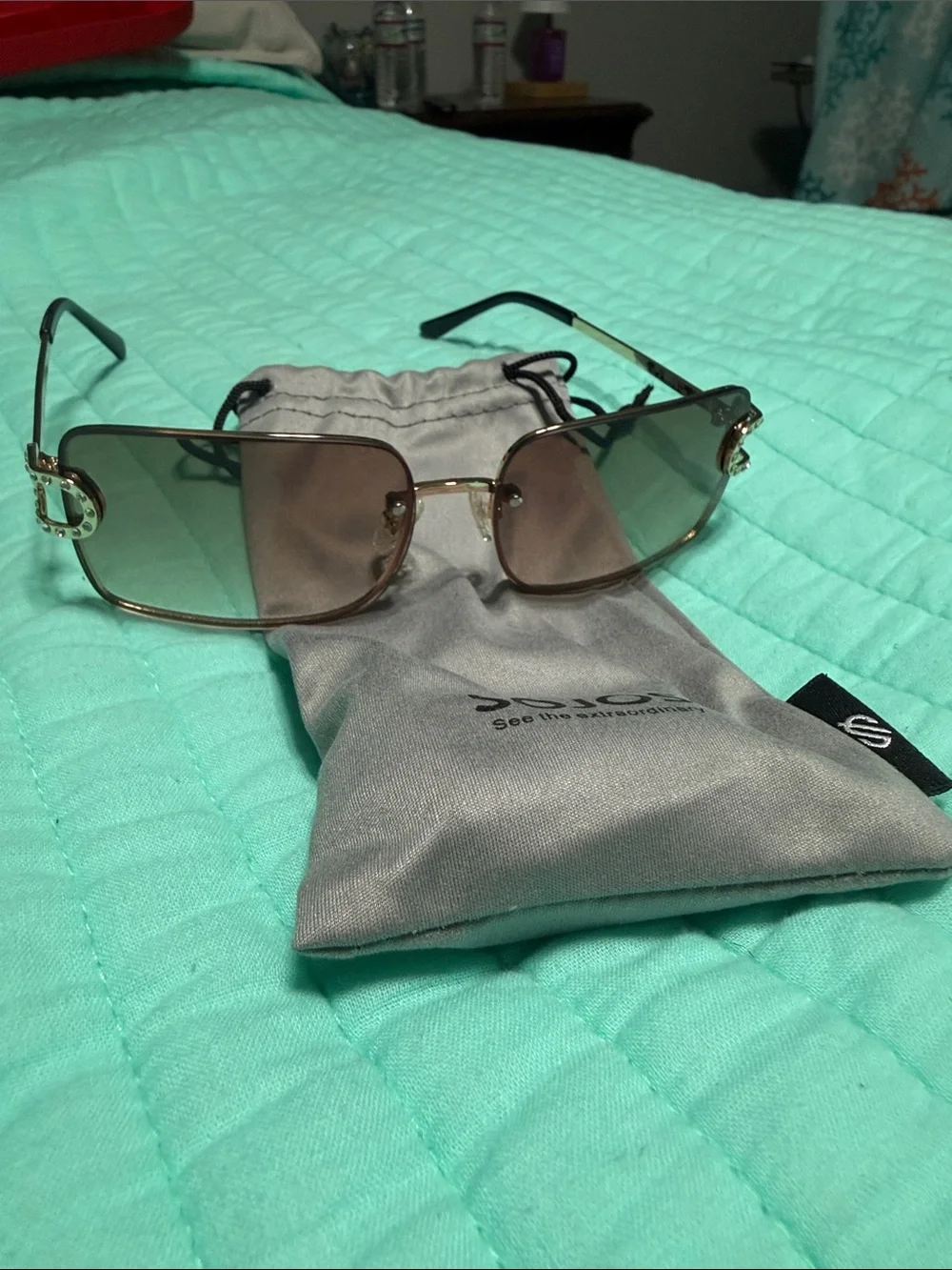 Woman’s Gold-Trim Sunglasses with Brown Gradient Lenses